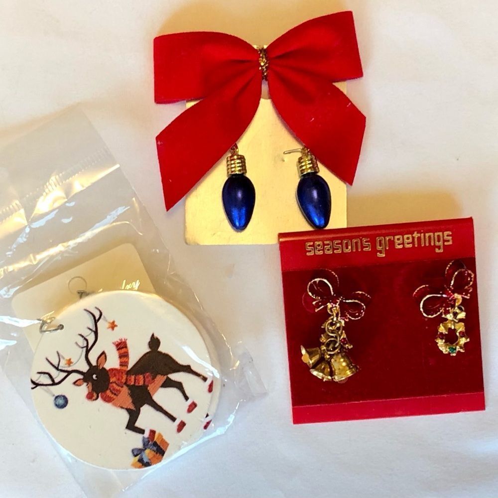 Christmas earrings -3 pair pierced
